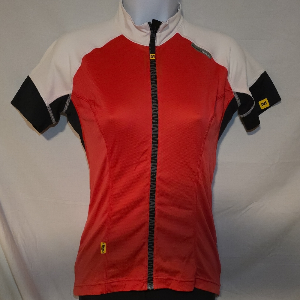 Mavic Women's Coral Cycling Jersey with White and Black Panels
